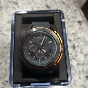 Armani Exchange Black Watch with Orange Highlights
